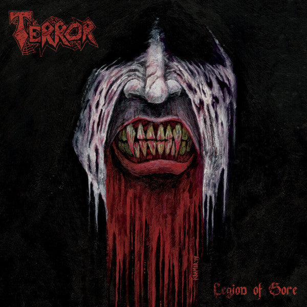 Album cover for Terror’s “Legion of Gore” featuring a monstrous, bloody face.