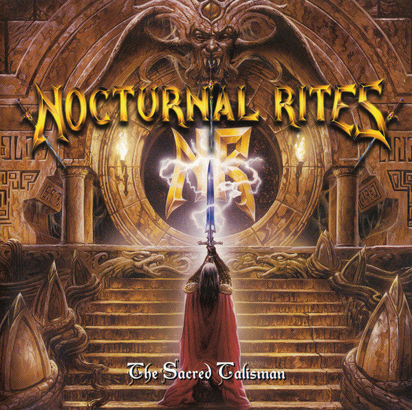 CD cover for Nocturnal Rites’ “Sacred Talisman” featuring a sword and figure.
