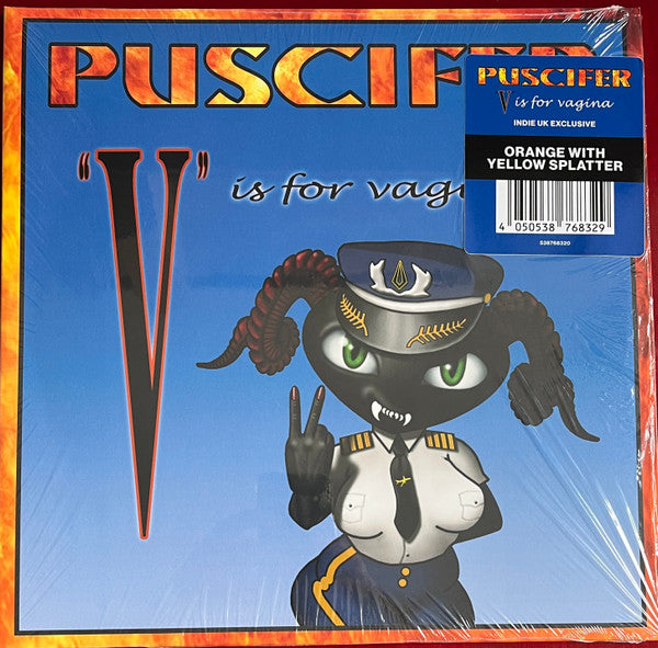 Puscifer "V Is For Vagina" vinyl record cover with horned figure.