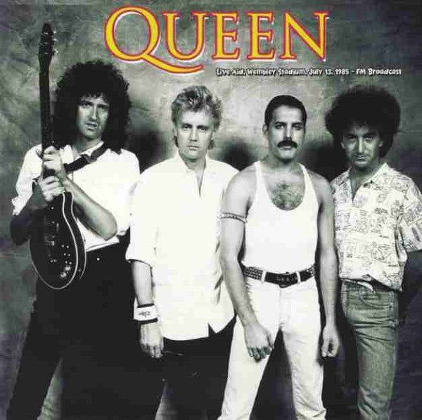Black and white photo of the band Queen, posing for a record cover.