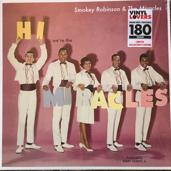 Smokey Robinson & The Miracles album cover, group in white suits.