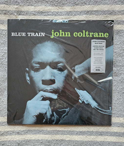 John Coltrane’s “Blue Train” vinyl record, still sealed in plastic wrap.