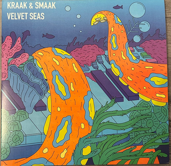 Vinyl record cover: illustrated underwater scene with orange coral and blue fish.