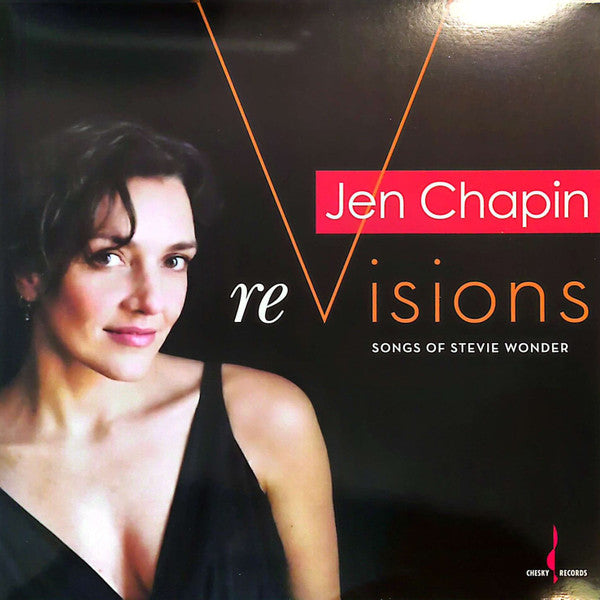 Vinyl record cover featuring Jen Chapin’s portrait and red graphic lines.