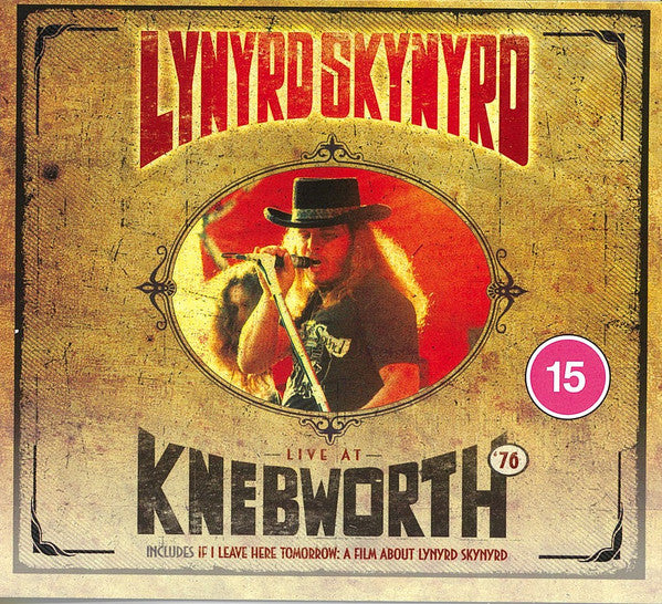 Lynyrd Skynyrd "Live at Knebworth '76" Blu-ray cover with musician portrait.