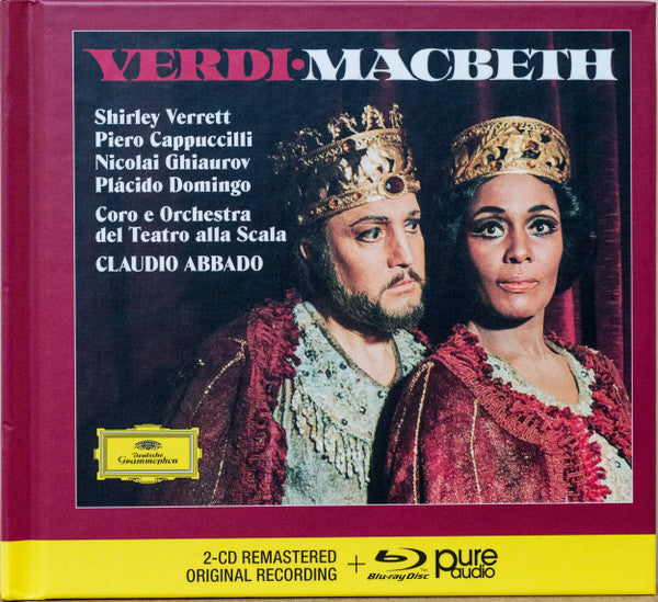 Blu-ray cover for Verdi’s Macbeth opera featuring Shirley Verrett and Plácido Domingo.