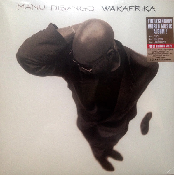 Manu Dibango’s “Wakafrika” vinyl record album cover, portrait of musician.