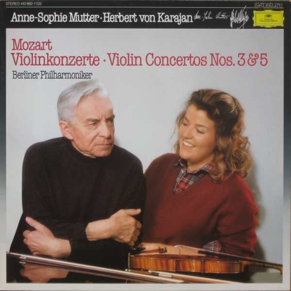 Vinyl record cover featuring Anne-Sophie Mutter and Herbert von Karajan portraits.