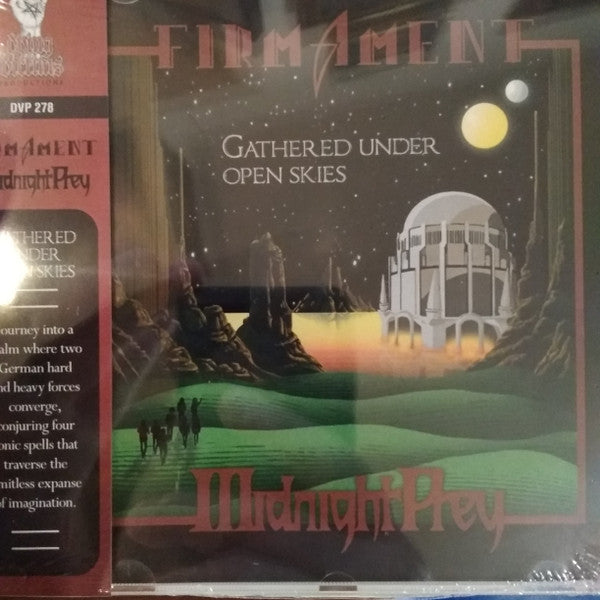 CD cover: fantastical landscape with a futuristic tower and silhouetted figures.
