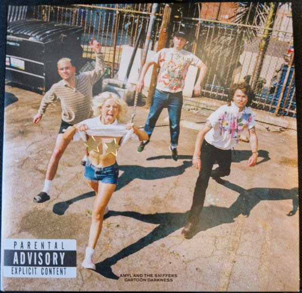 CD cover for Amyl And The Sniffers’ “Cartoon Darkness” featuring a band photo.