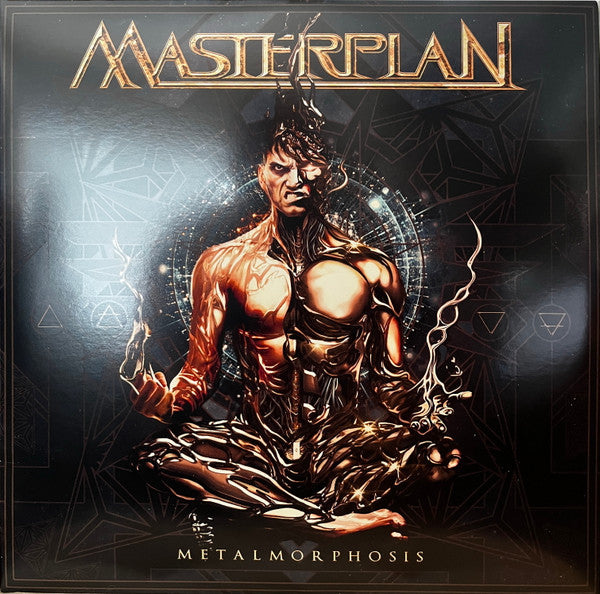 Album cover for Masterplan’s “Metalmorphosis” featuring a metallic, transforming figure.