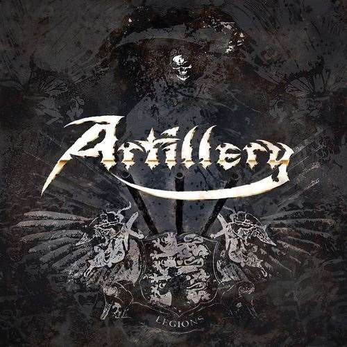 Artillery "Legions" CD cover: dark, ornate shield with winged figures.