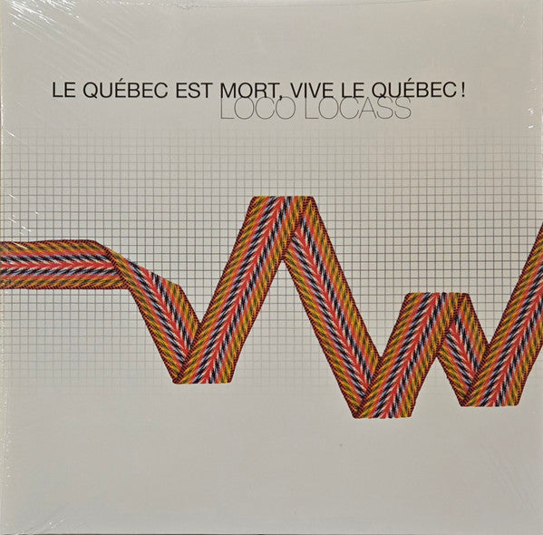 Vinyl record cover with text and a colorful, wavy line design.