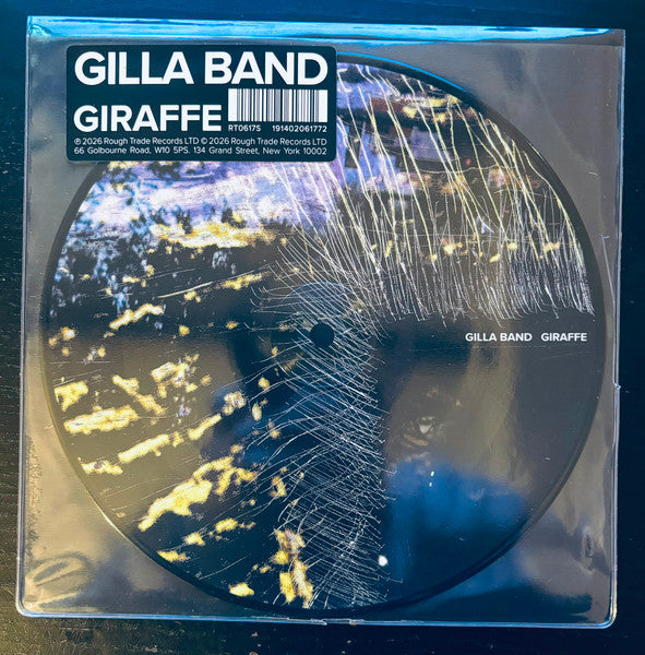 Gilla Band “Giraffe” vinyl record in a clear plastic sleeve.