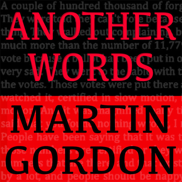 CD cover for Martin Gordonās āAnother Wordsā with red text on red background.