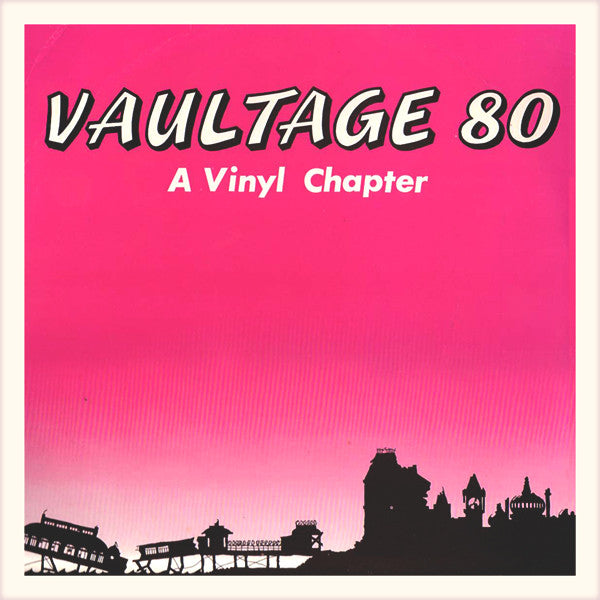 Pink album cover with black cityscape silhouette and white text.
