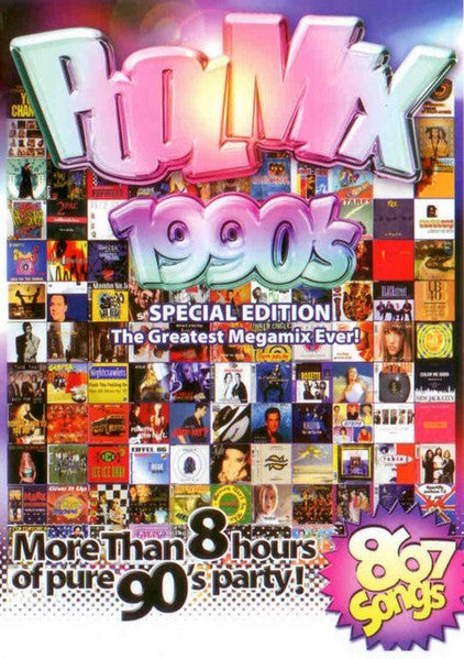 DVD cover for “Filmx 1990s” featuring many small music album images.