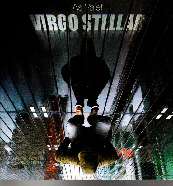 Album cover with a person reflected in mirrored hallway, text "Virgo Stellar".