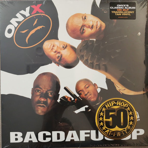 Onyx "Bacdafucup" vinyl record cover with group portrait and logo.