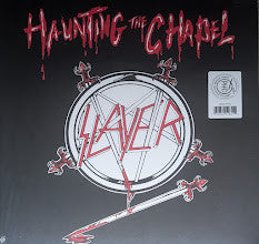 Slayer album cover: pentagram, red lettering, and dripping blood effect on black.
