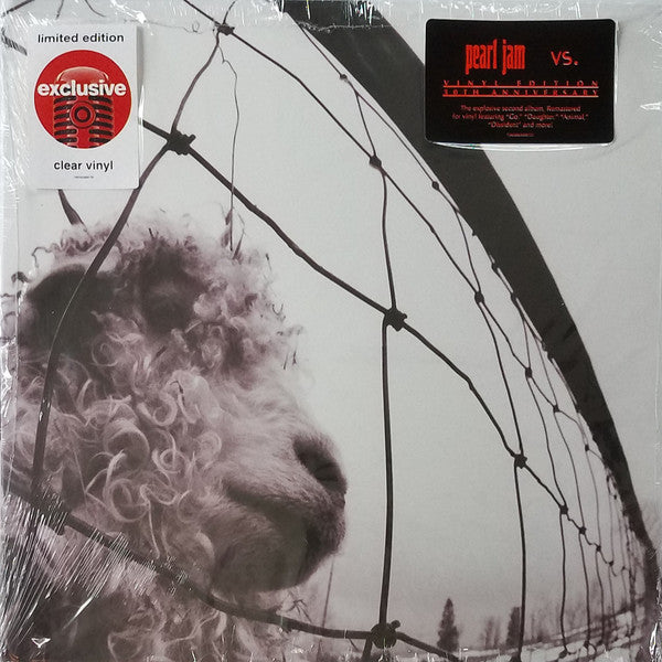 Pearl Jam's "Vs." vinyl record cover featuring a sheep and wire fence.