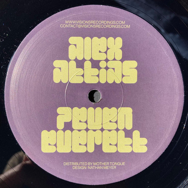 Purple vinyl record with text reading "Alex Attias & Peven Everett.