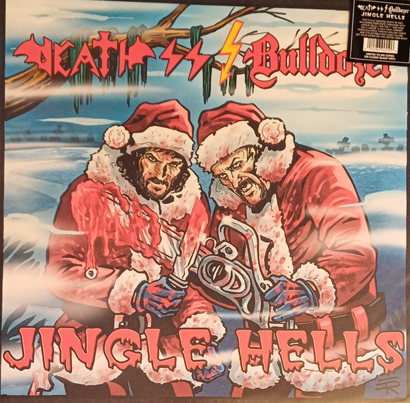 Vinyl album cover: two menacing figures in Santa hats with a machine gun.
