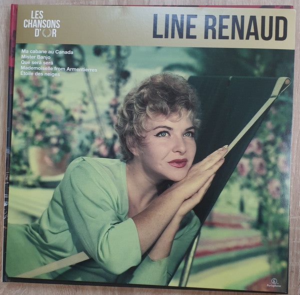 Vinyl record cover featuring Line Renaud in a portrait with floral background.