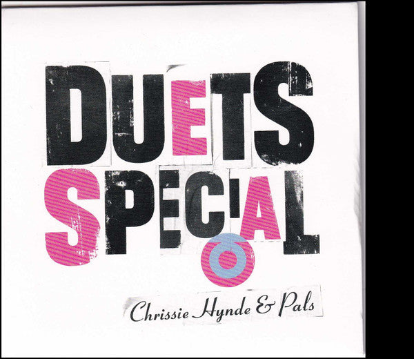 CD cover for Chrissie Hynde's "Duets Special" with bold text and a circular design.