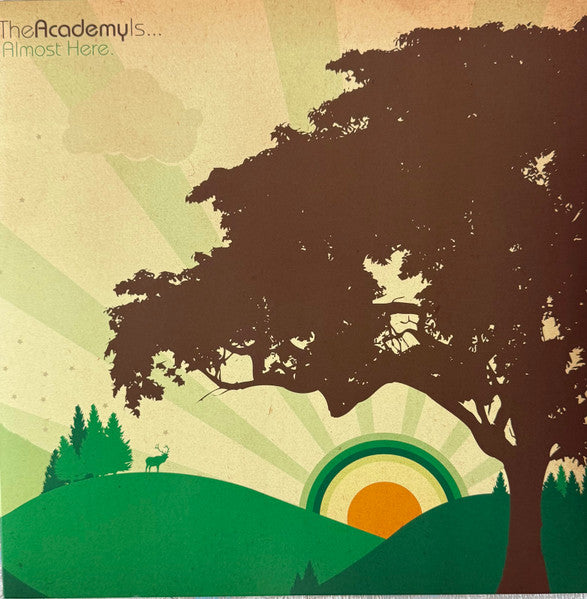 Album cover with a large tree, rolling hills, and a rising sun.