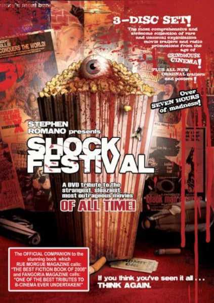 DVD cover for "Shock Festival" featuring a surreal, bloody popcorn and eye image.