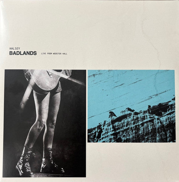 Halsey’s “Badlands” vinyl record cover with a black and white image.