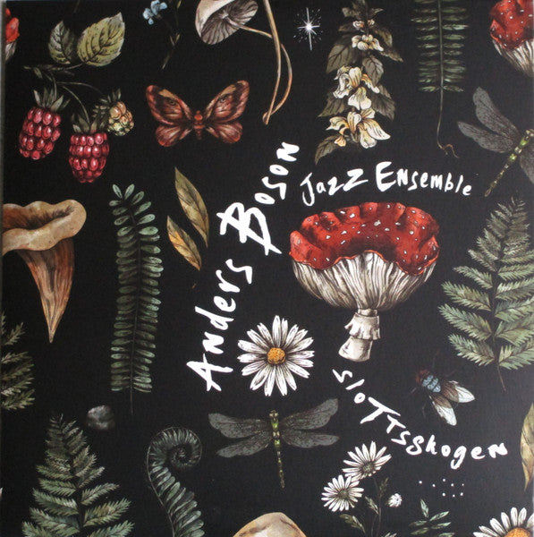 CD cover with illustrated mushrooms, flowers, insects, and text.