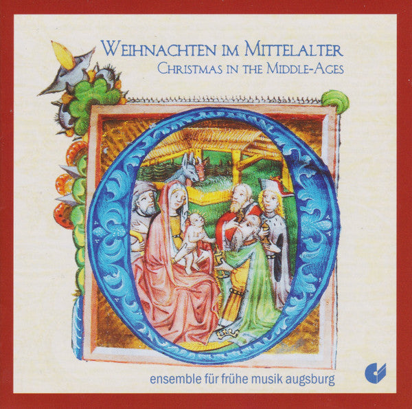 Medieval Nativity scene illustration on a CD cover for early music.