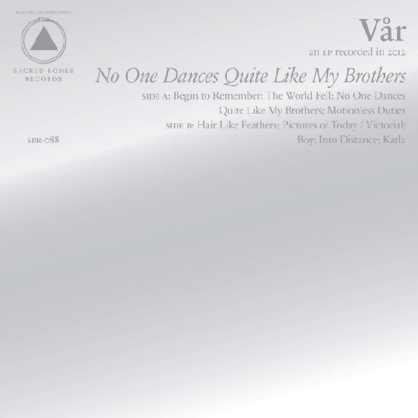 Vinyl record cover for Vår’s “No One Dances Quite Like My Brothers.”