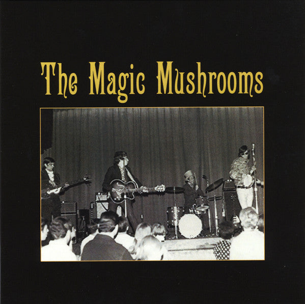 Black vinyl record cover featuring a black and white band photo.