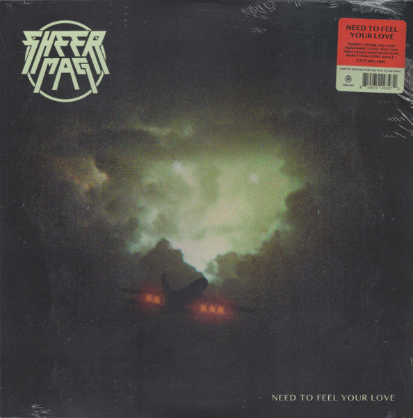 Sheer Mag album cover: dark landscape with glowing lights and band logo.
