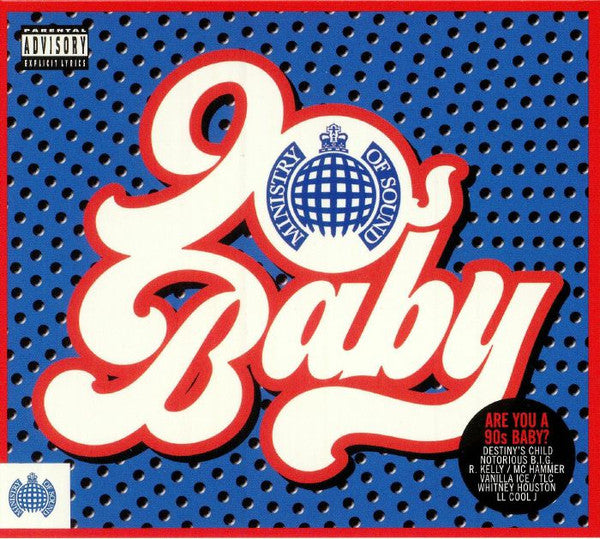 CD cover with bold "90s Baby" text and a globe logo on blue background.