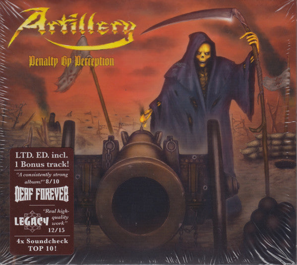 Artillery "Penalty By Perception" CD cover with grim reaper and cannon.