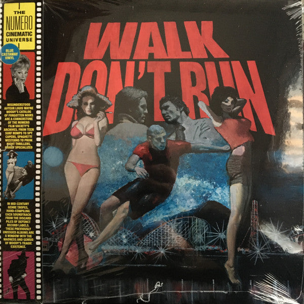 Vinyl record cover for “Walk Don’t Run” with a chaotic action scene.