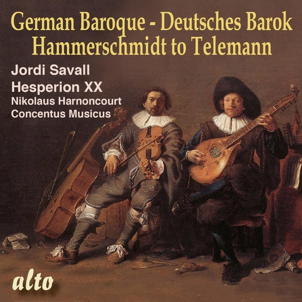 CD cover: Baroque musicians with lutes in a classical painting style.