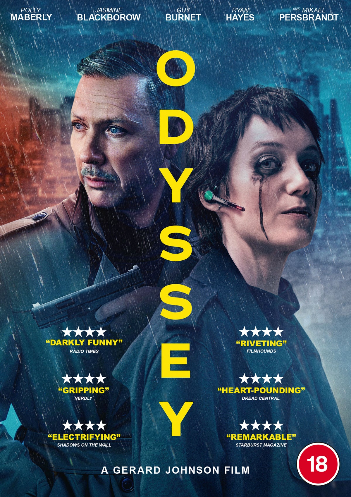 DVD cover for "Odyssey" featuring two women in rain, looking intently.