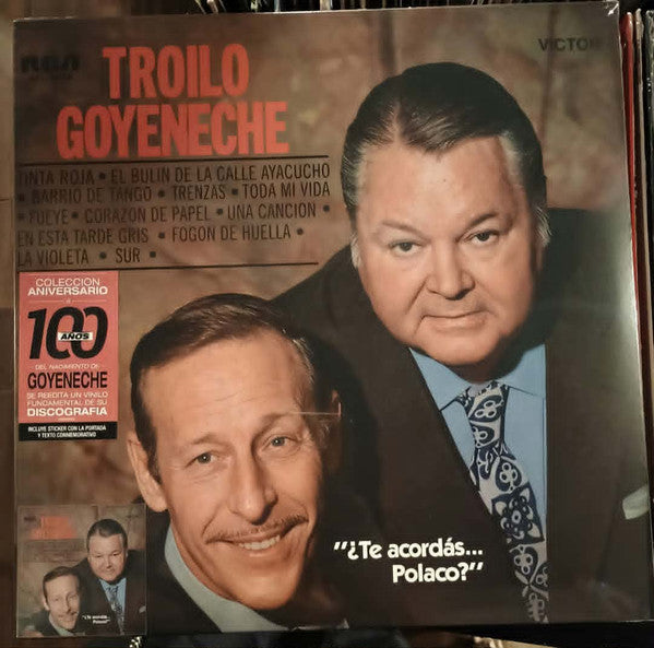Vinyl record cover featuring Troilo Goyeneche and a portrait of two men.