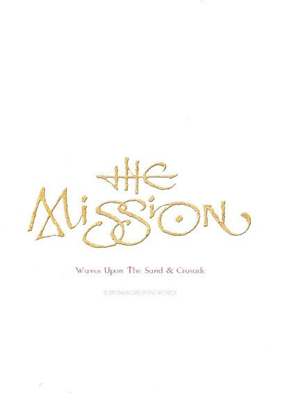 Gold lettering spelling "The Mission" on a white background.