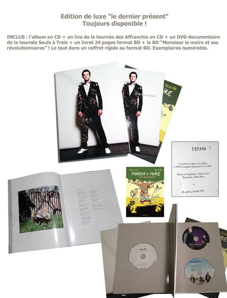 DVD case for "Les Maudits" featuring three figures in suits and additional inserts.