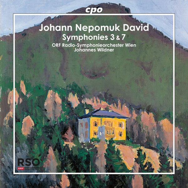 CD cover: painting of a yellow house nestled in green hills.