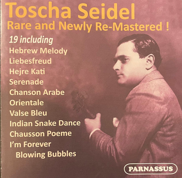 CD cover featuring a portrait of violinist Toscha Seidel and song list.