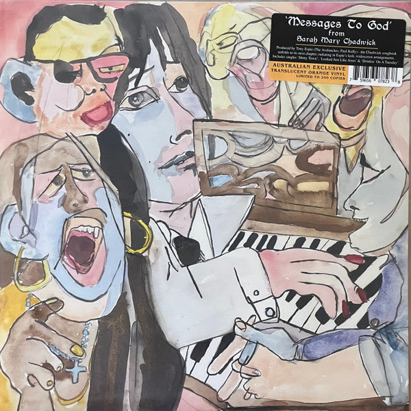 Vinyl record cover with abstract watercolor painting of faces.