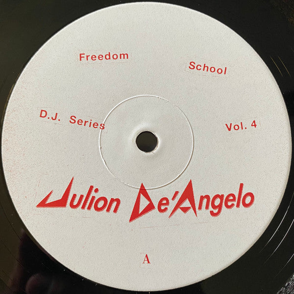 Vinyl record label with red text: "Julion De'angelo - Dj Series Vol.4".