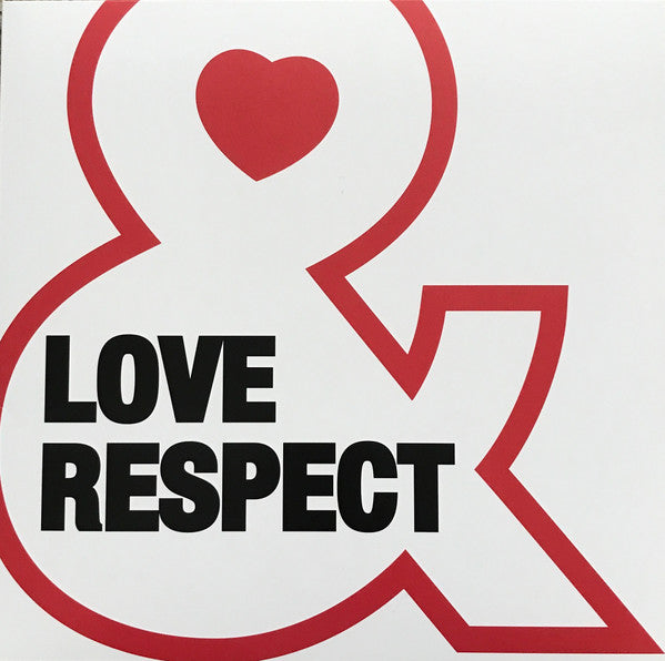 Red heart and figure outline with the words "LOVE RESPECT" in black.